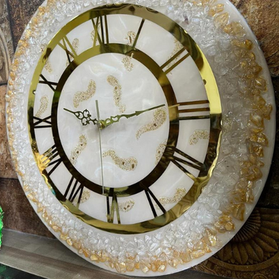 White golden marble effect with golden acrylic dial with customizable