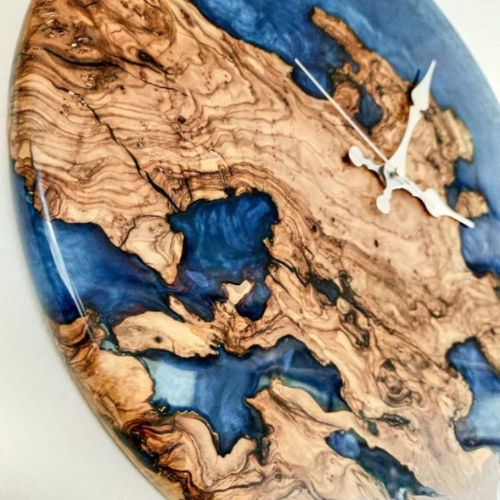 Sea effect round shape geode Resin Clock