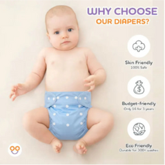 Washable waterproof Baby Diaper +Absorbent Inner Pad | Reusable & Multi-colors
