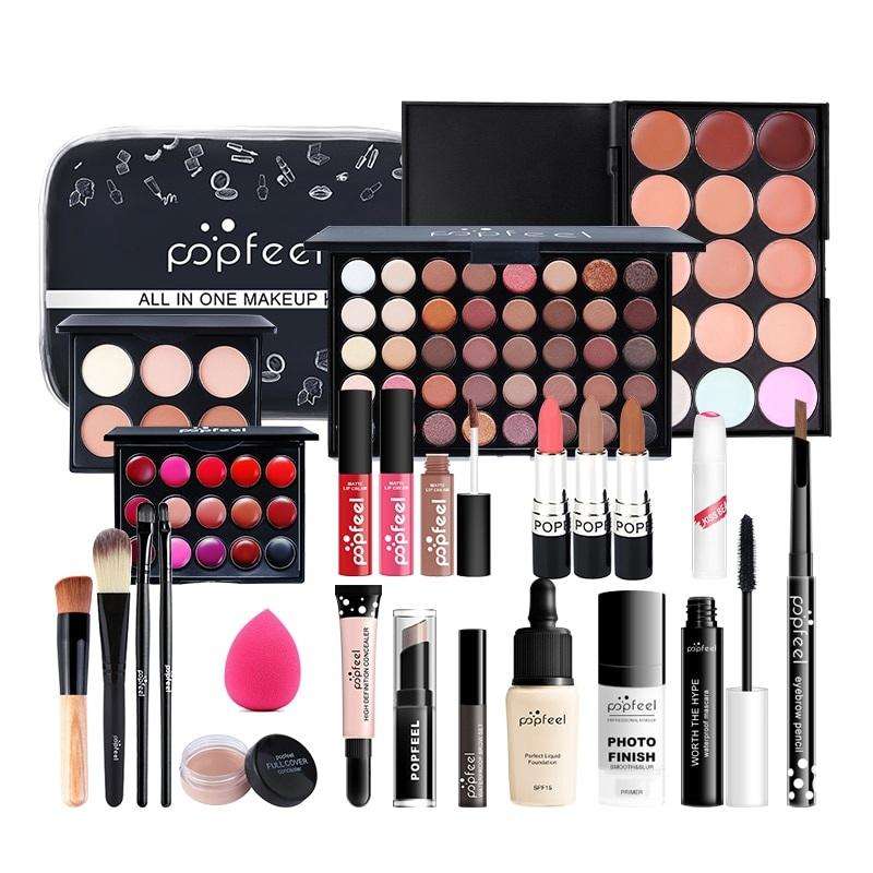20 Styles Makeup Set Eyeshadow Lipstick Eyebrow Pencil Lip Gloss Makeup Brush Powder Nail Polish With Makeup Bag Cosmetics Kit