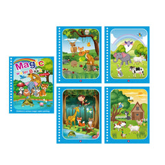 Hot Selling Children Drawing Toy Magic Water Coloring Book with Pen Reusable Animals Story Book